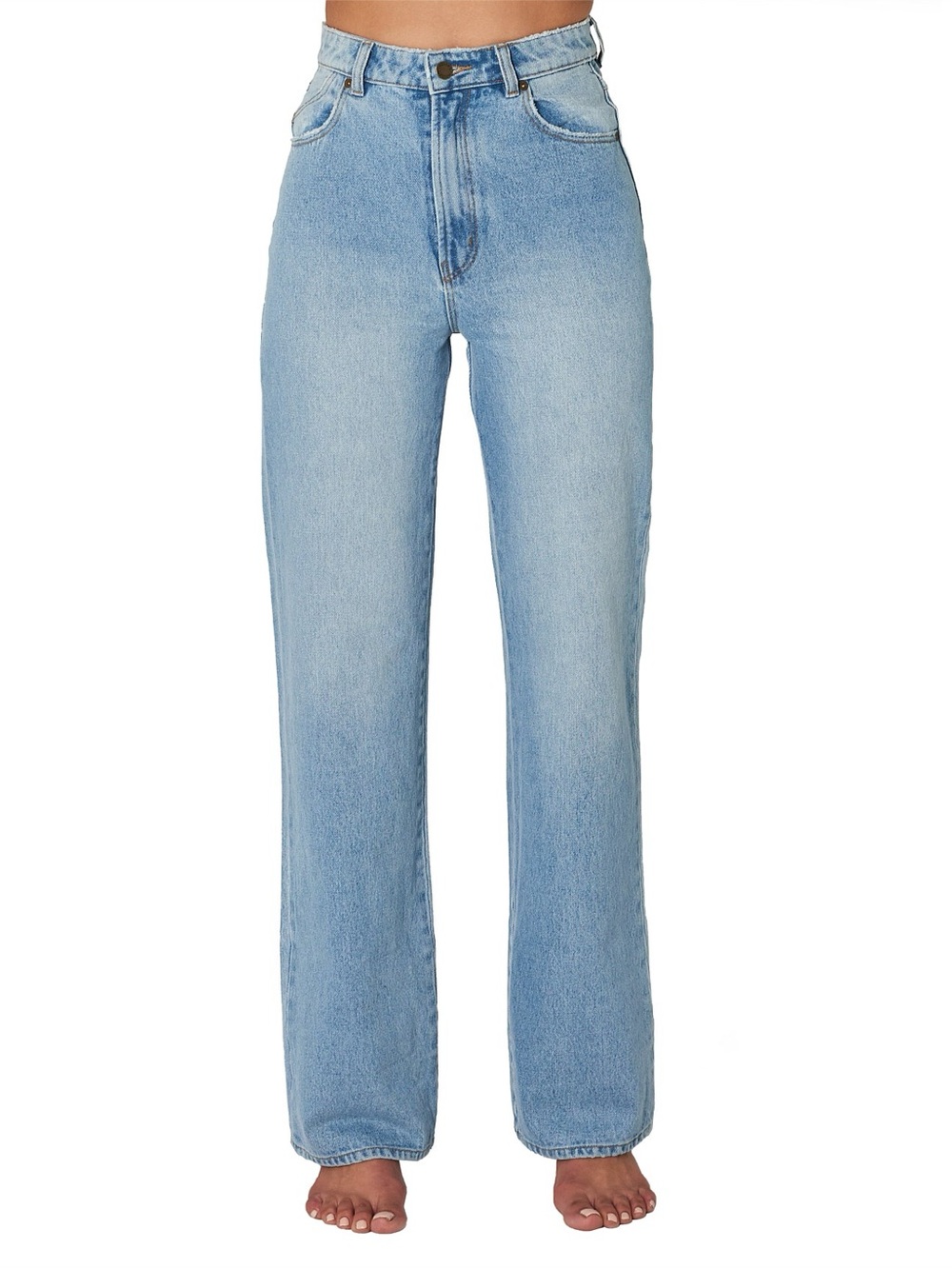 ROLLAS Heidi High Rise Loose Straight Leg Women's Jeans Light Blue Wash Denim 25